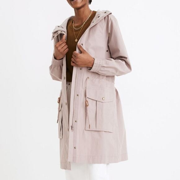 Madewell Mauve Pink Waterproof Rainfall Anorak Raincoat Womens M Oversized Fit - Picture 1 of 10